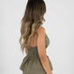 Reversible Halle Halter in Sand/Olive