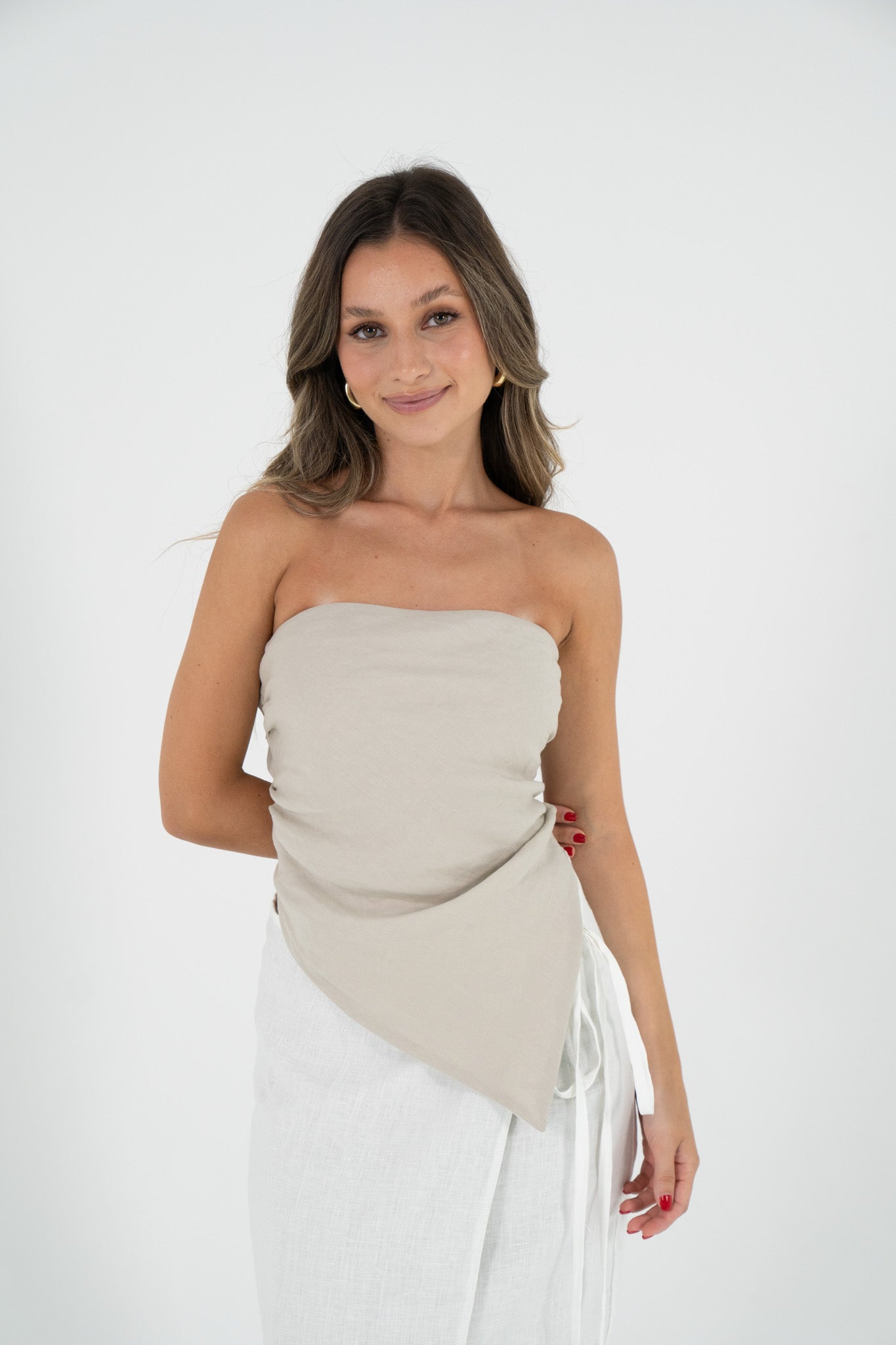 Reversible Cassie Top in White/Sand