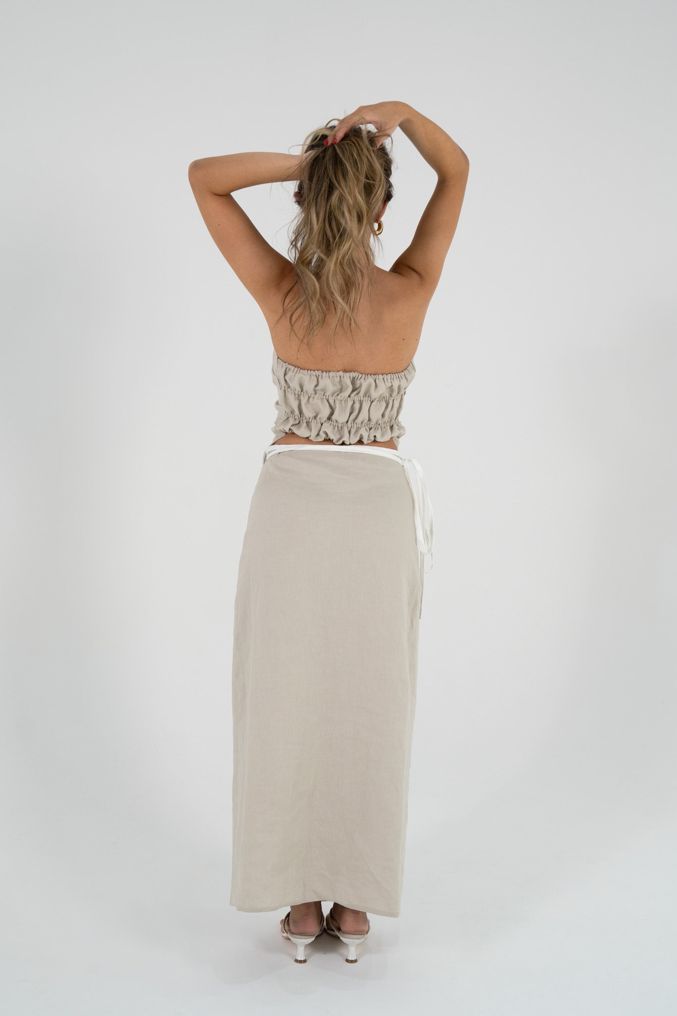 Reversible Sofia Skirt in White/Sand