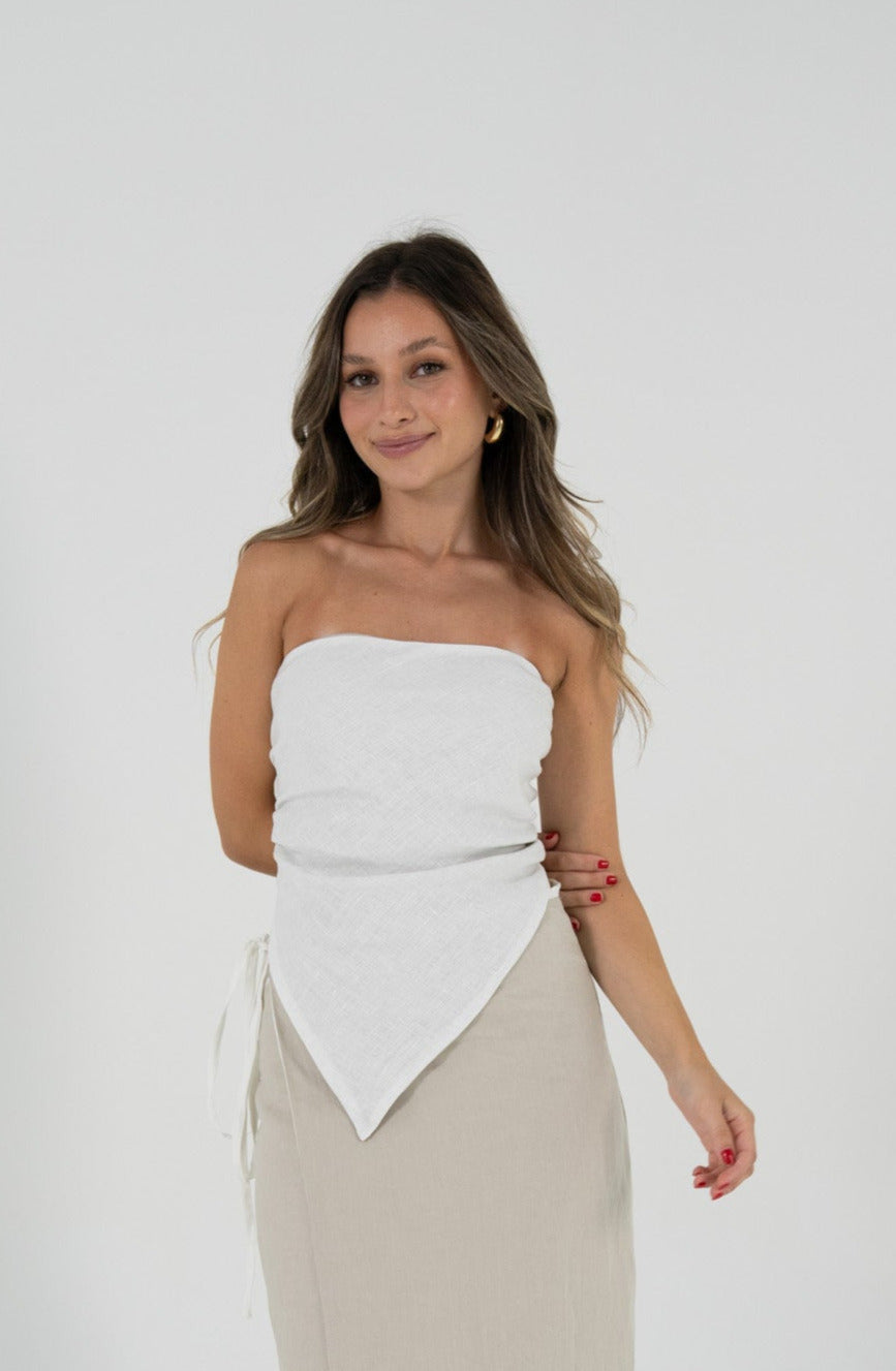 Reversible Cassie Top in White/Sand