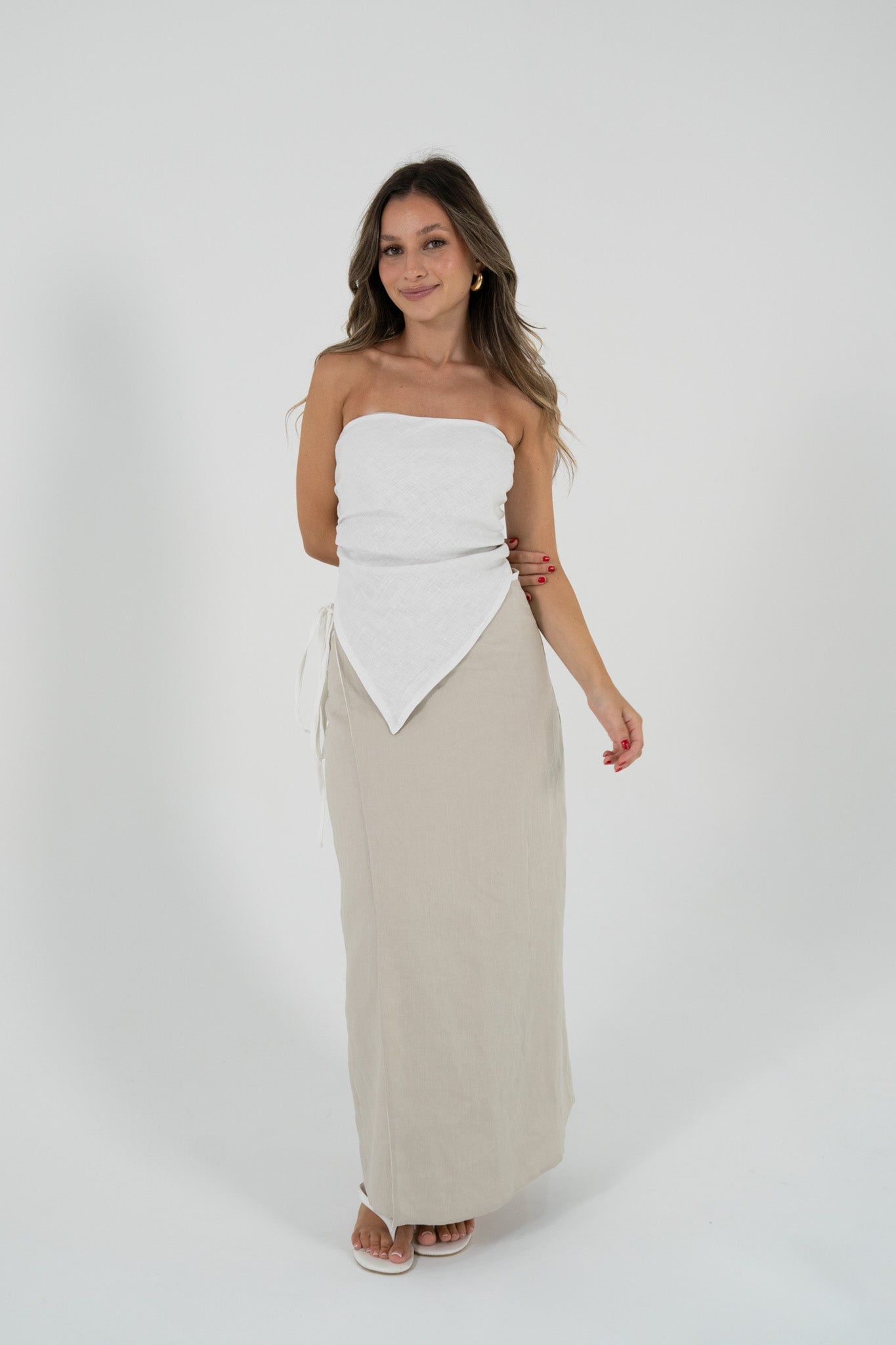 Reversible Sofia Skirt in White/Sand