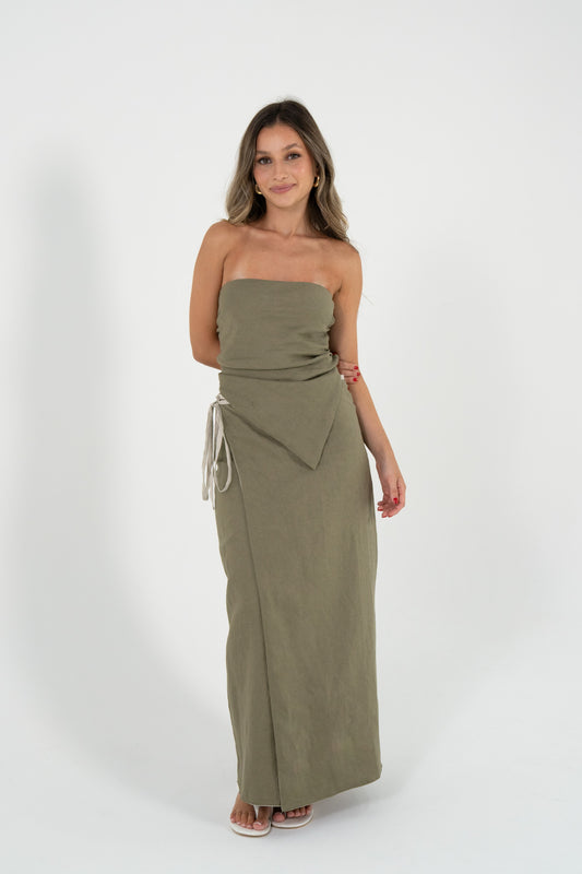 Reversible Sofia Skirt in Sand/Olive