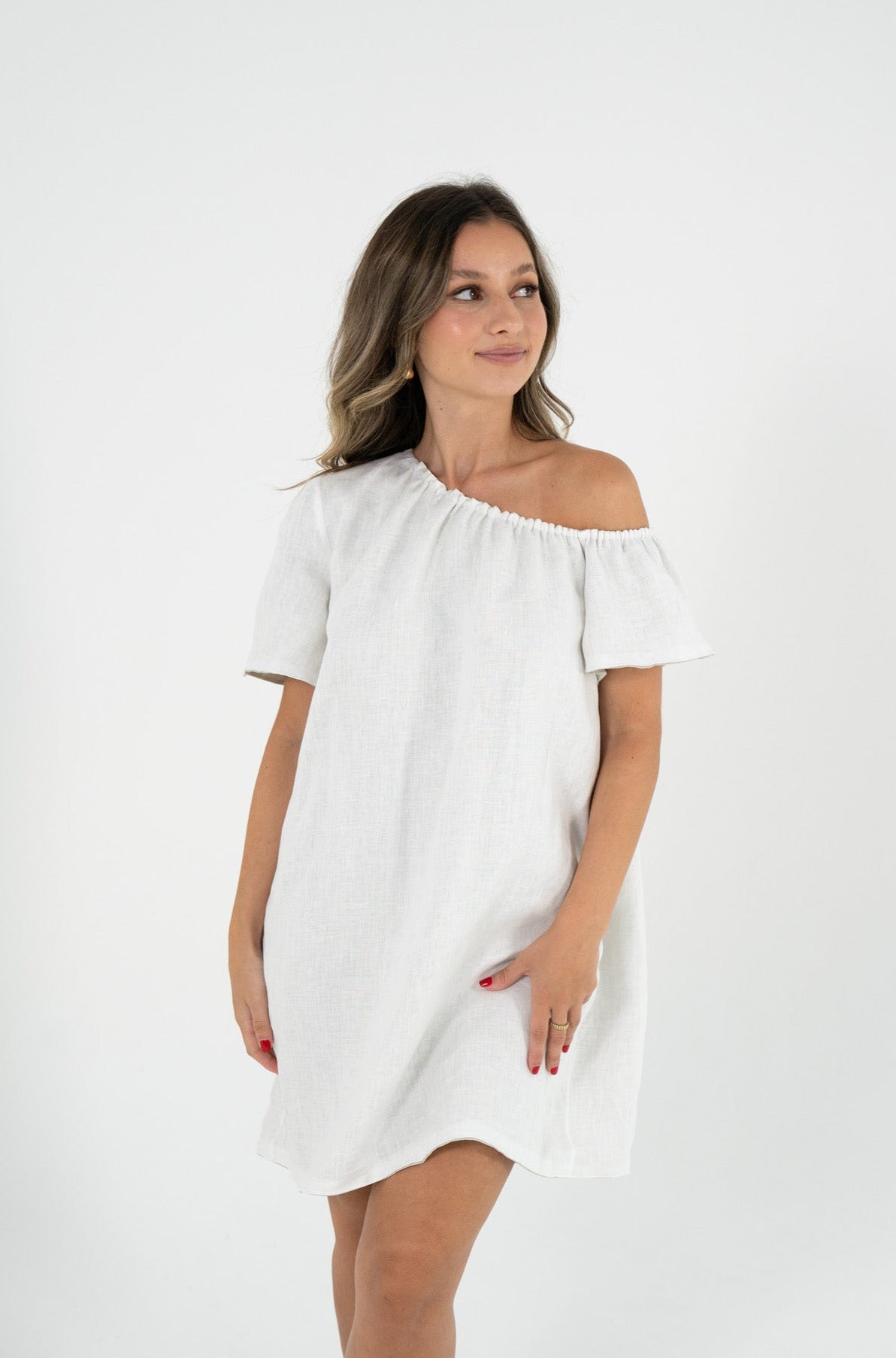 Reversible Aria Dress in White/Sand