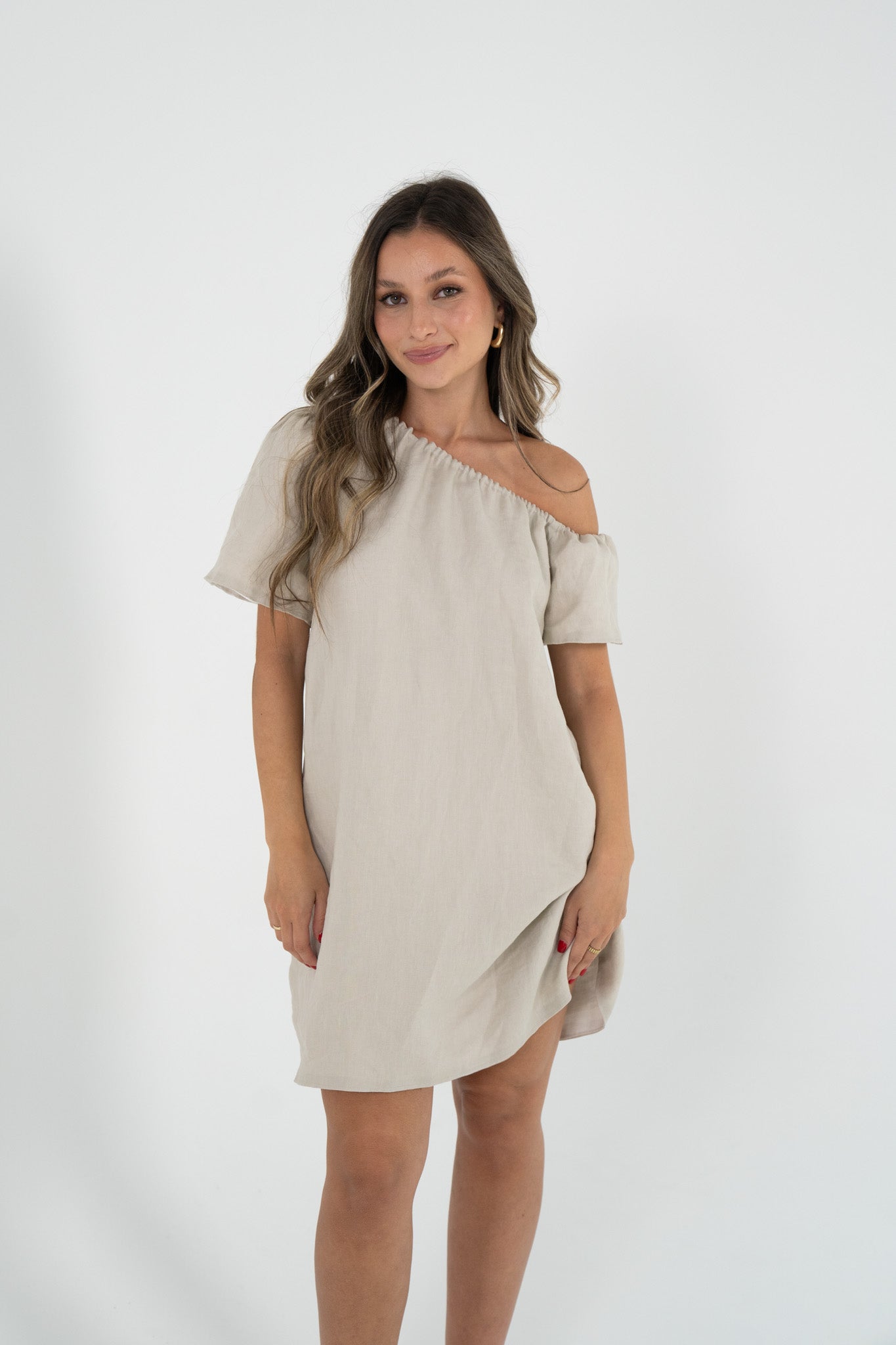 Reversible Aria Dress in White/Sand