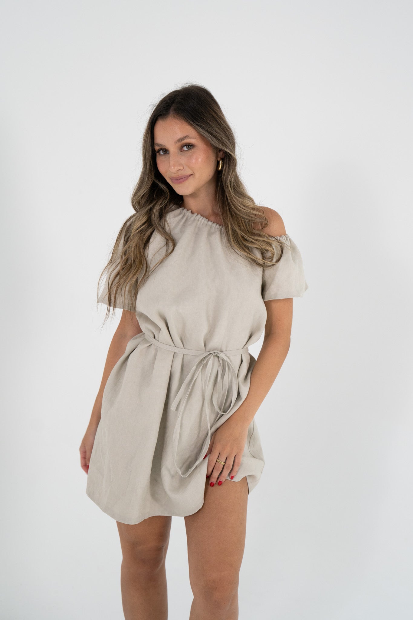 Reversible Aria Dress in White/Sand