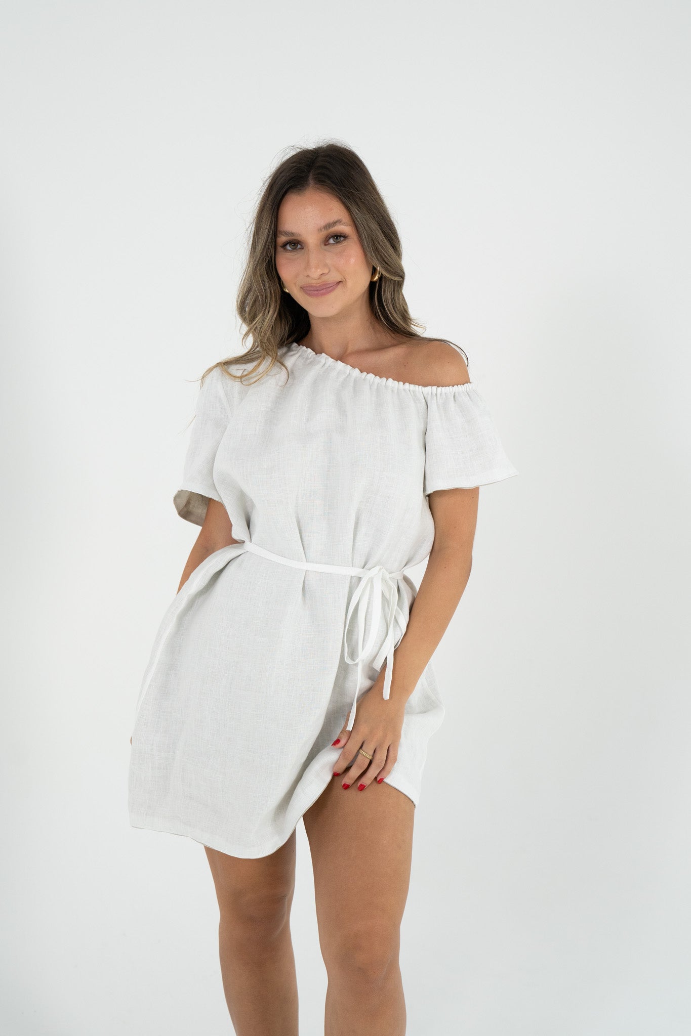 Reversible Aria Dress in White/Sand