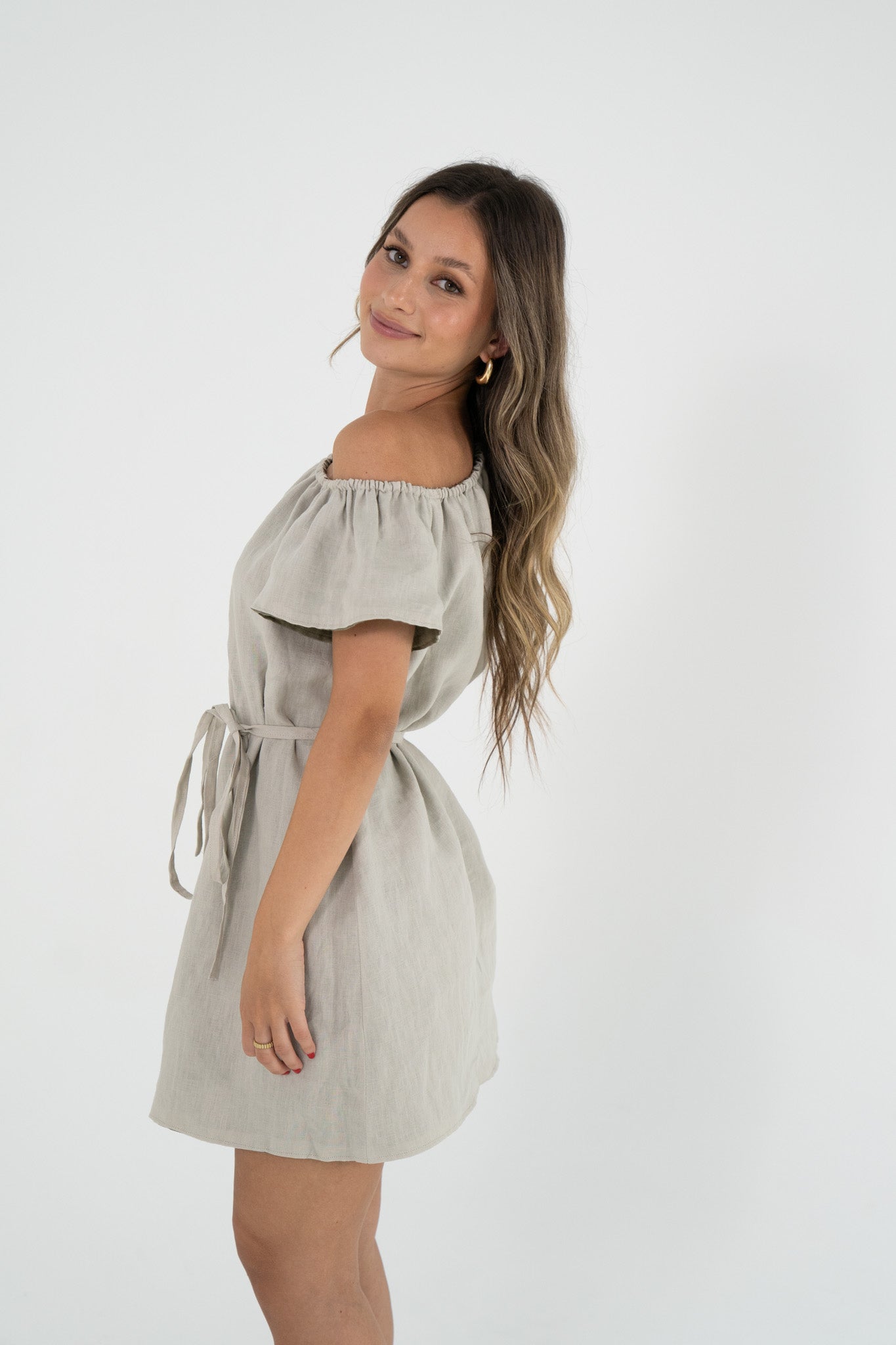 Reversible Aria Dress in Sand/Olive