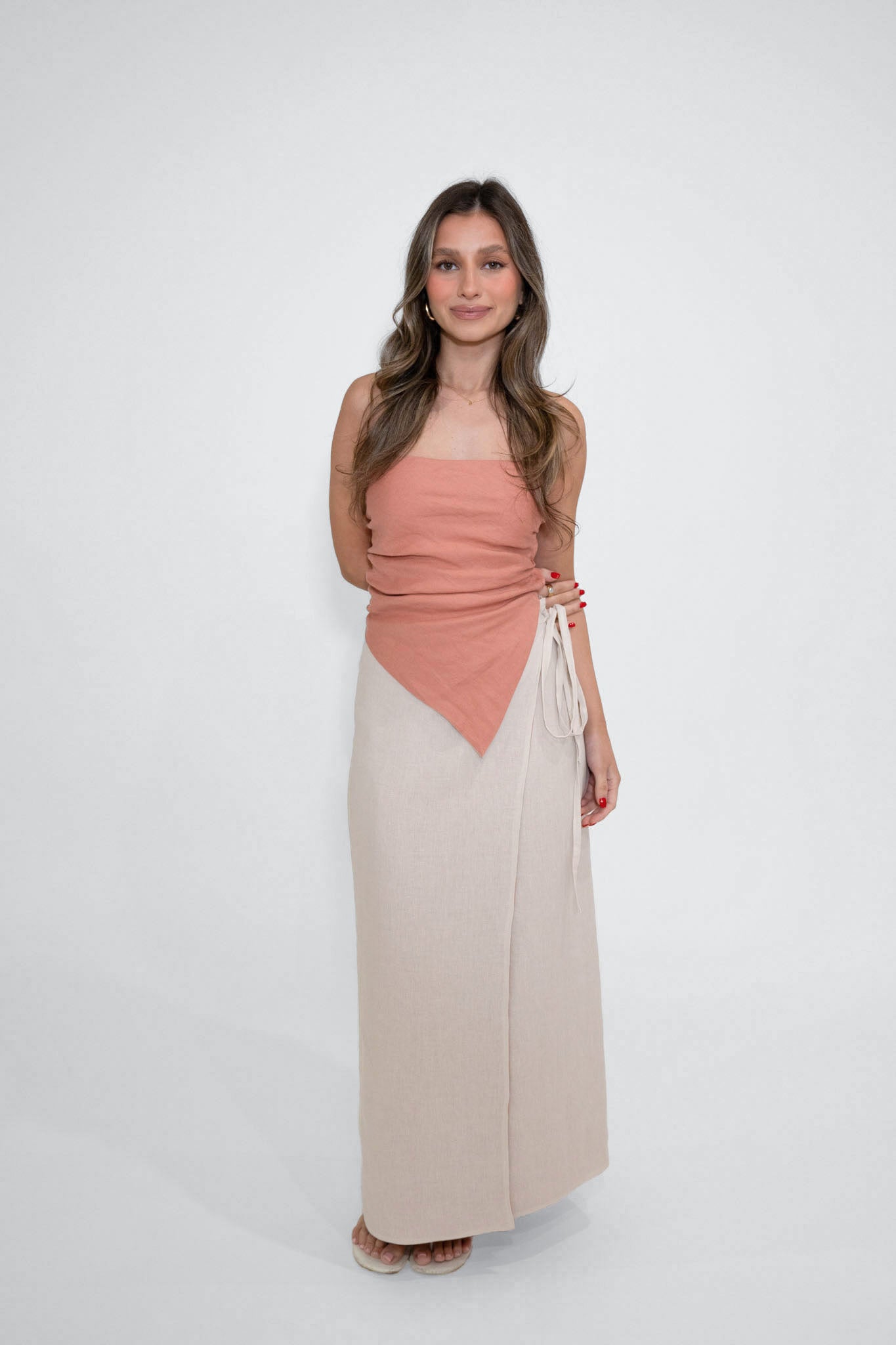 Reversible Sofia Skirt in Sand/Rosewood