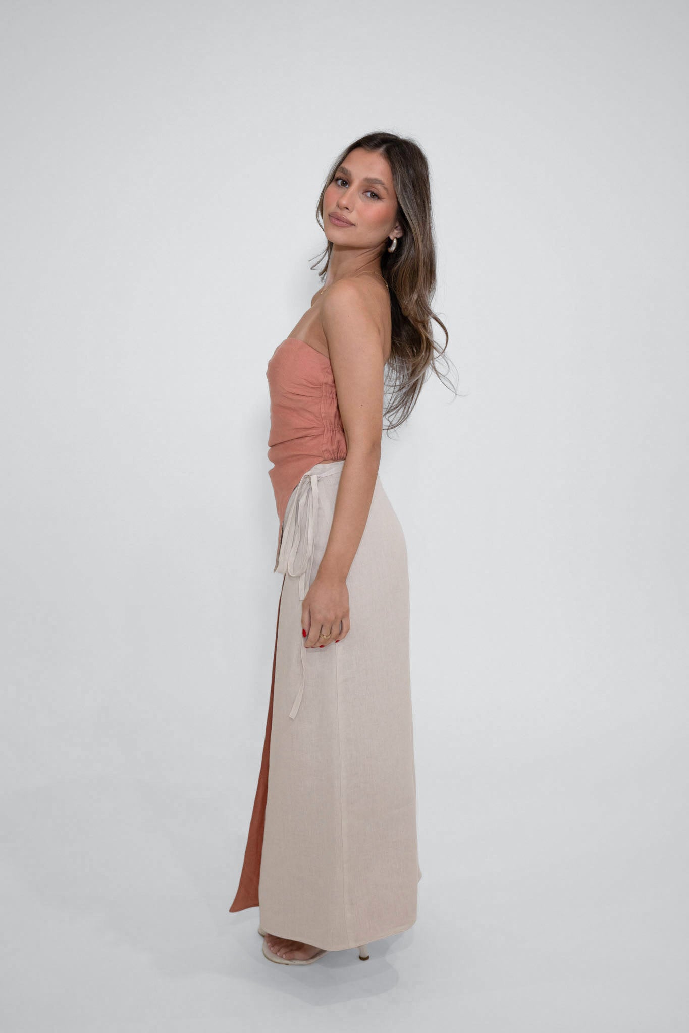 Reversible Sofia Skirt in Sand/Rosewood