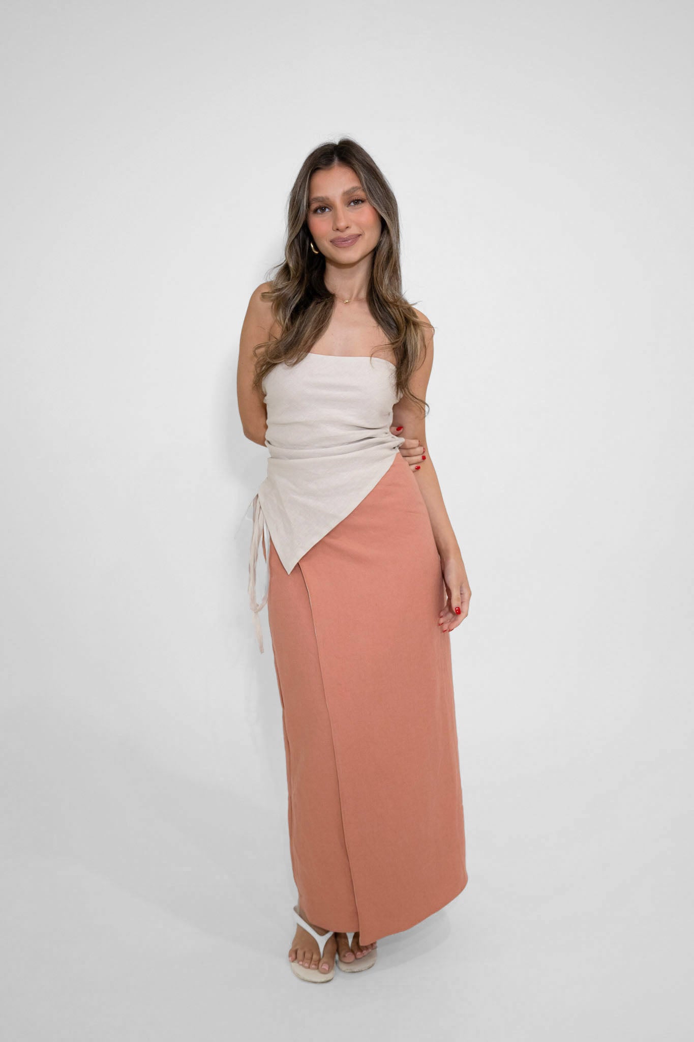 Reversible Sofia Skirt in Sand/Rosewood