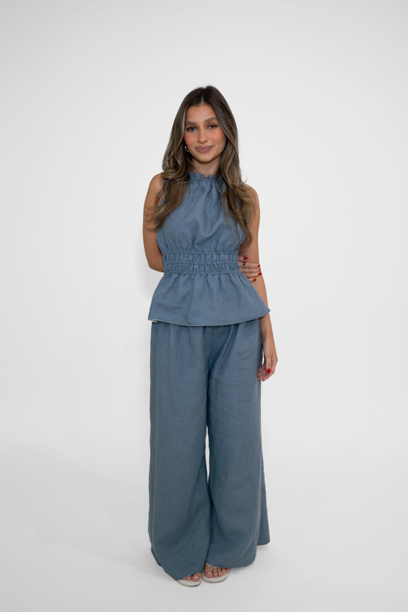 Reversible Willow Pant in White/Denim Blue