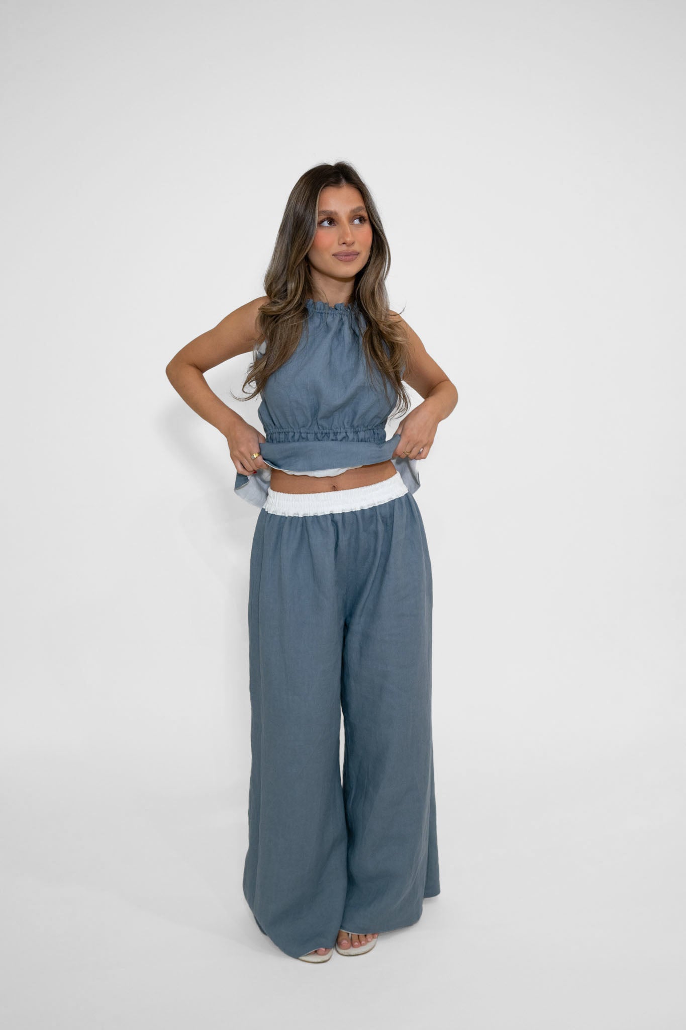 Reversible Willow Pant in White/Denim Blue