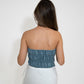 Reversible Cassie Top in White/Denim Blue