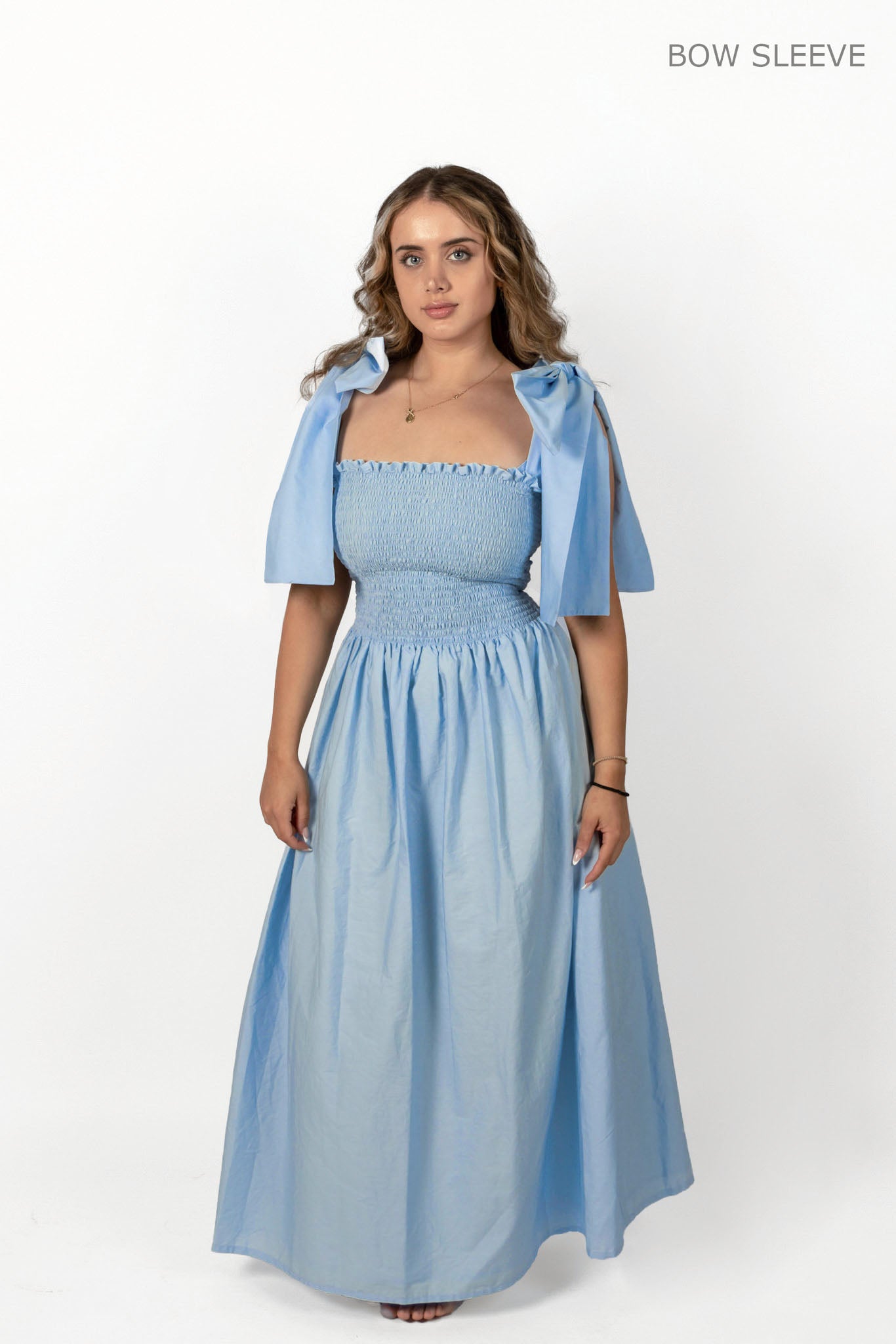 Sky Blue Loretta Dress with Detachable Sleeves