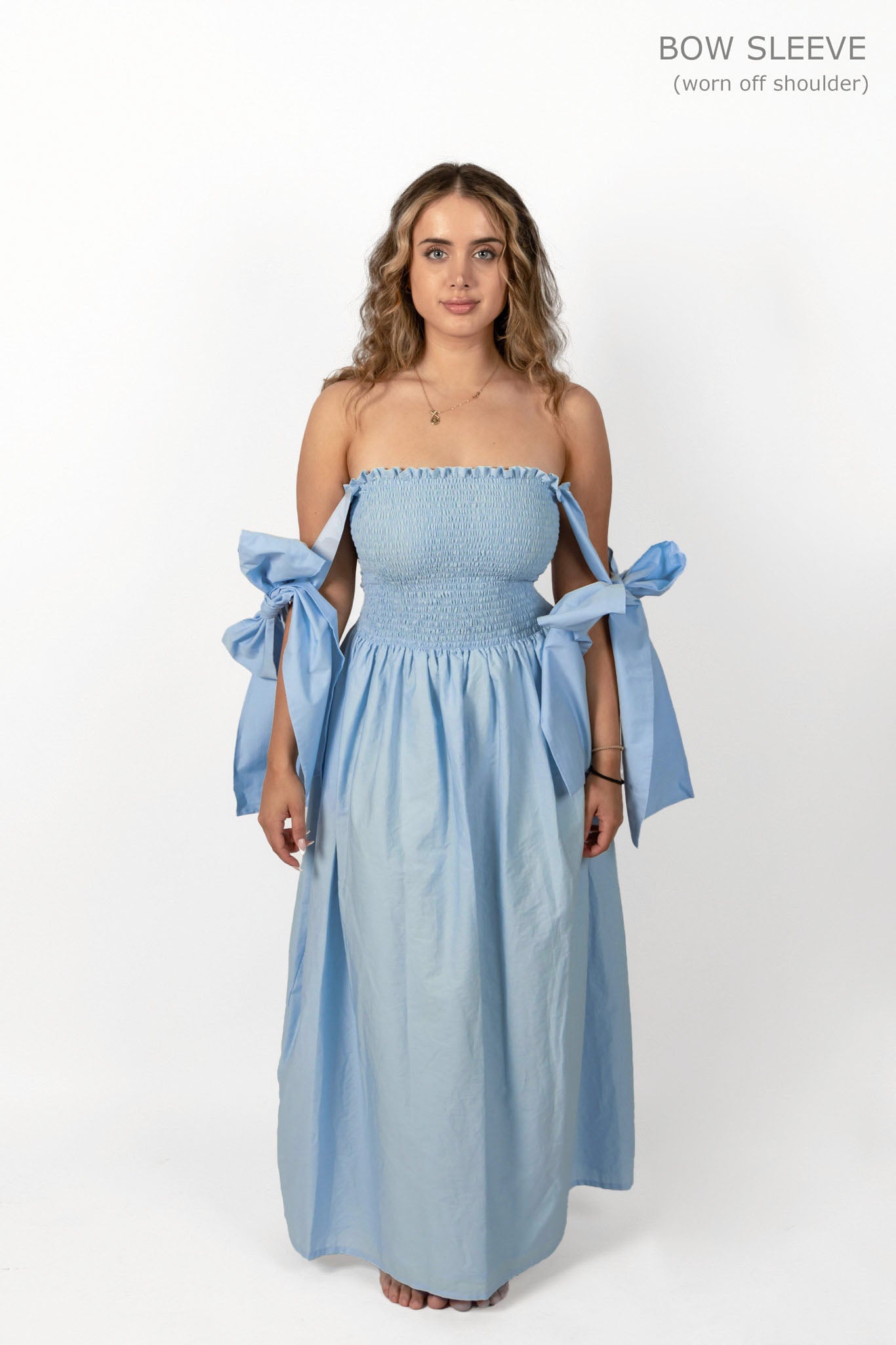 Sky Blue Loretta Dress with Detachable Sleeves