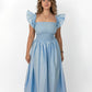 Sky Blue Loretta Dress with Detachable Sleeves