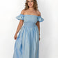 Sky Blue Loretta Dress with Detachable Sleeves