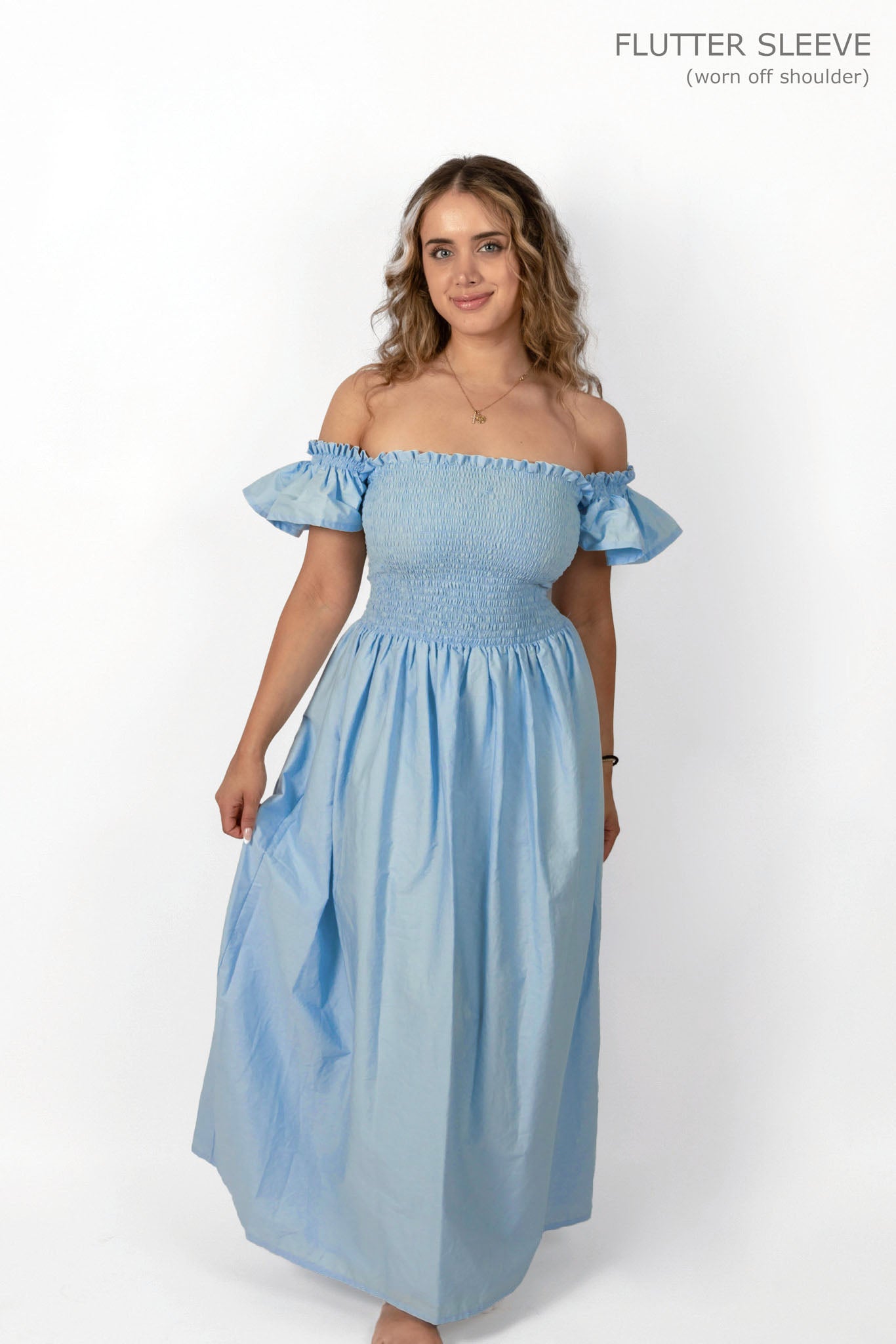 Sky Blue Loretta Dress with Detachable Sleeves