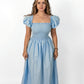 Sky Blue Loretta Dress with Detachable Sleeves