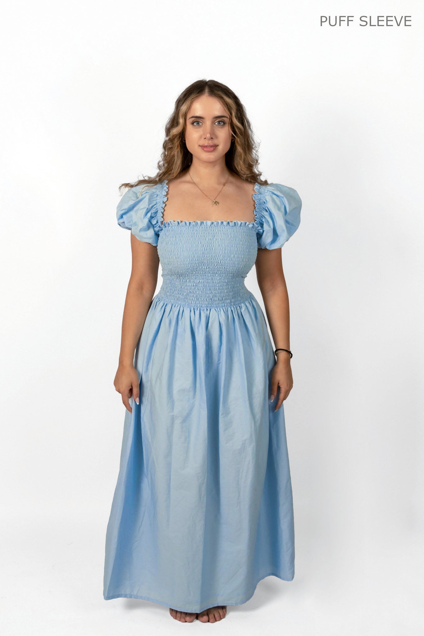 Sky Blue Loretta Dress with Detachable Sleeves