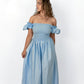 Sky Blue Loretta Dress with Detachable Sleeves