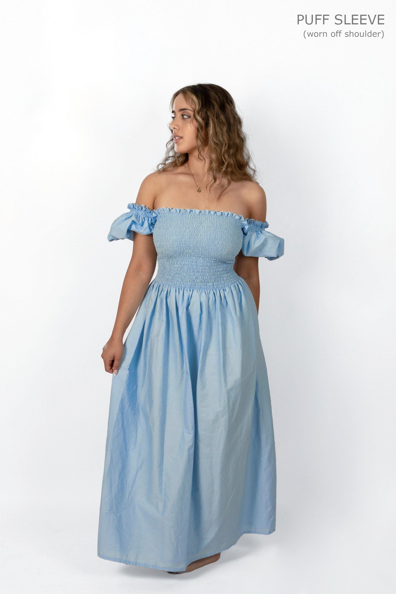 Sky Blue Loretta Dress with Detachable Sleeves