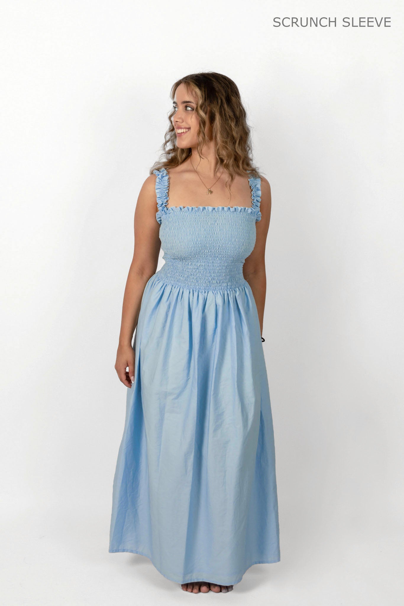 Sky Blue Loretta Dress with Detachable Sleeves