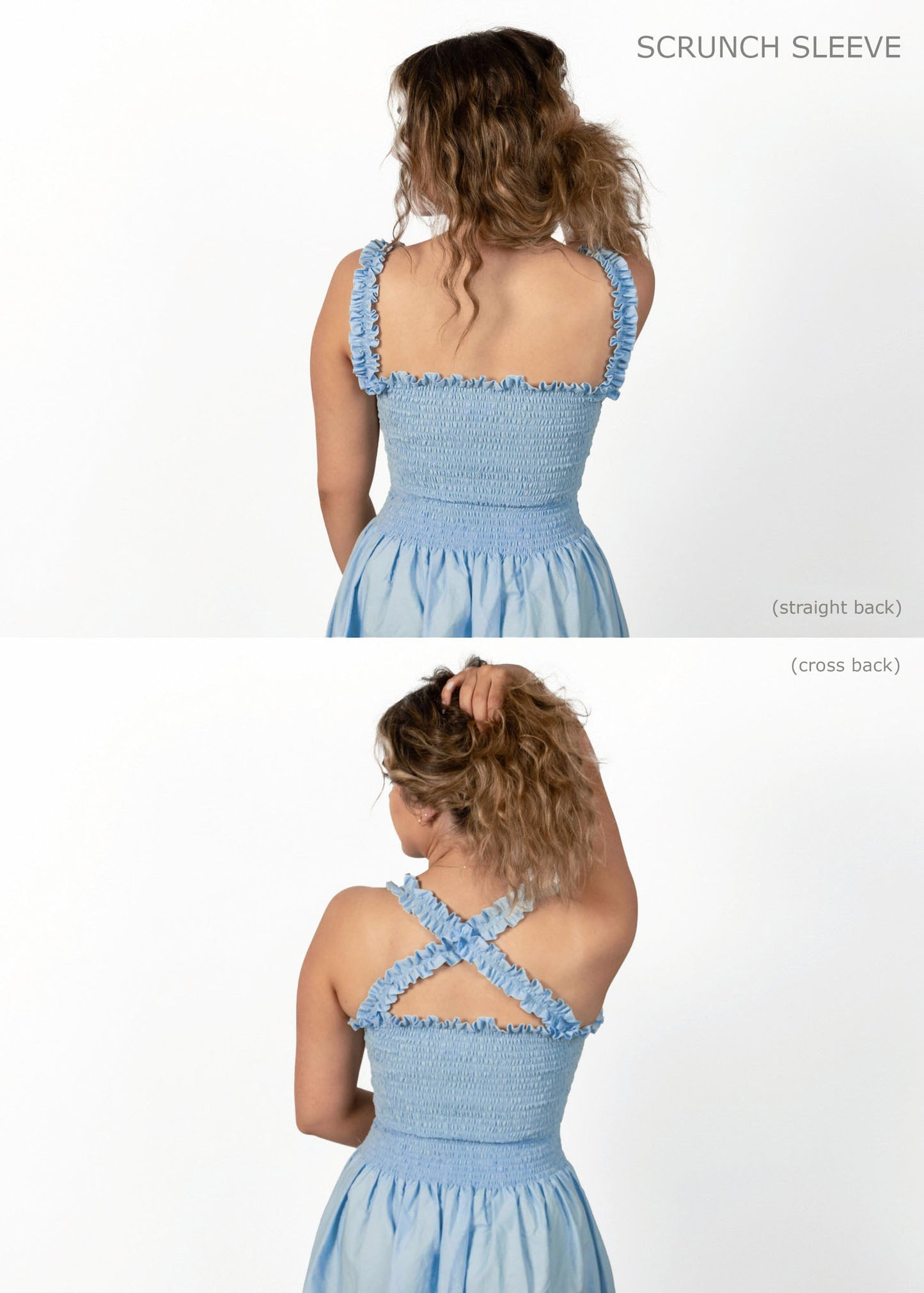 Sky Blue Loretta Dress with Detachable Sleeves