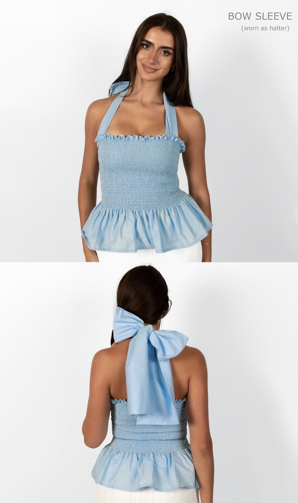 Sky Blue Loretta Top with Detachable Sleeves