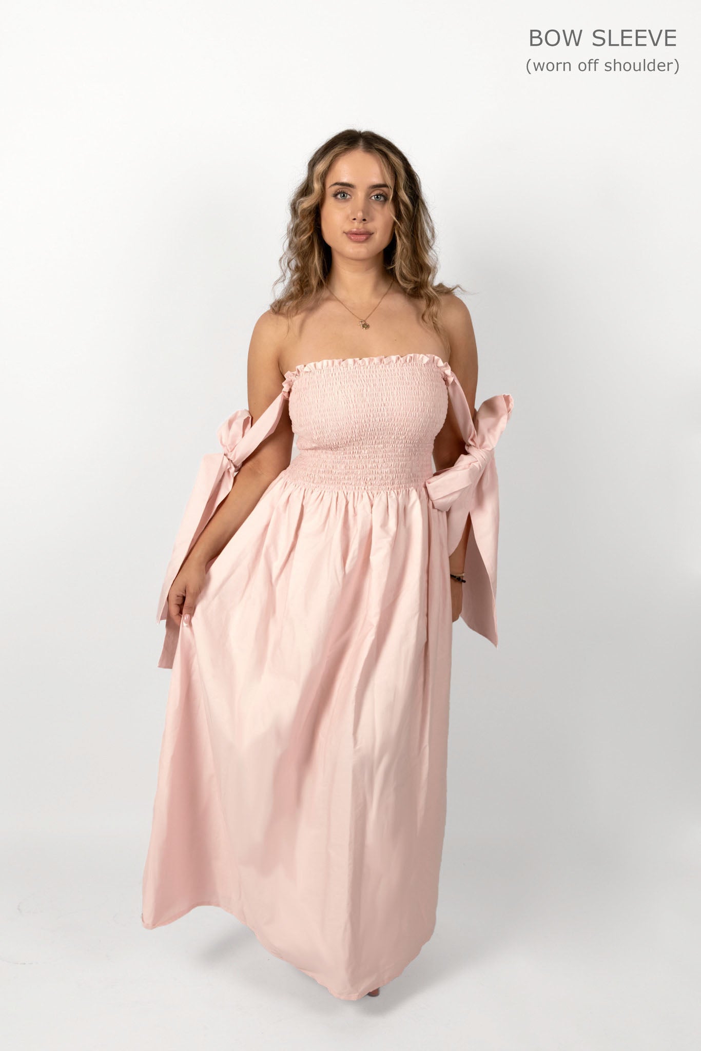 Pale Pink Loretta Dress with Detachable Sleeves