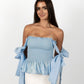 Sky Blue Loretta Top with Detachable Sleeves