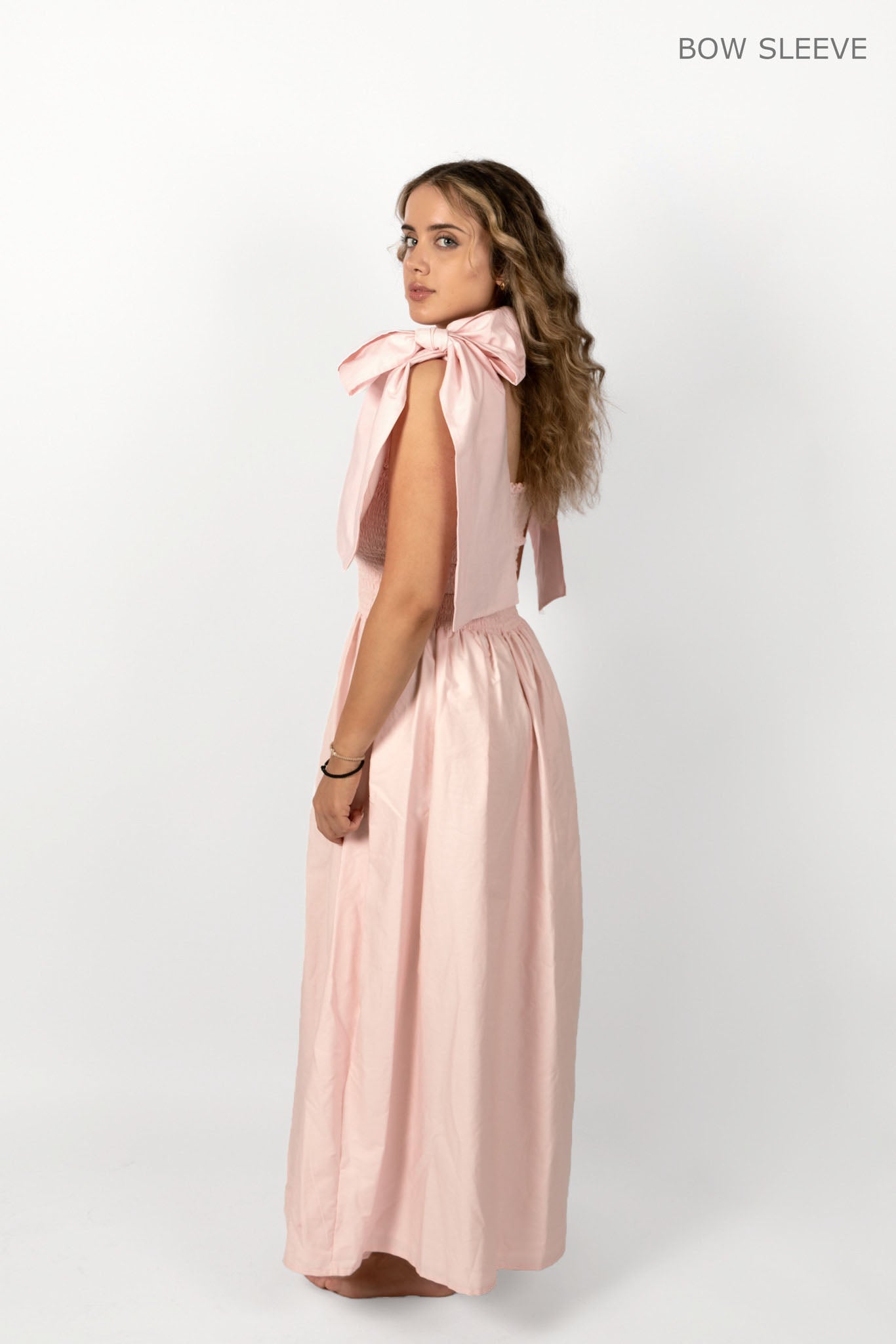 Pale Pink Loretta Dress with Detachable Sleeves