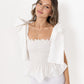 White Loretta Top with Detachable Sleeves