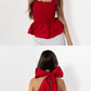 Red Loretta Top with Detachable Sleeves