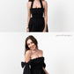 Black Loretta Dress with Detachable Sleeves