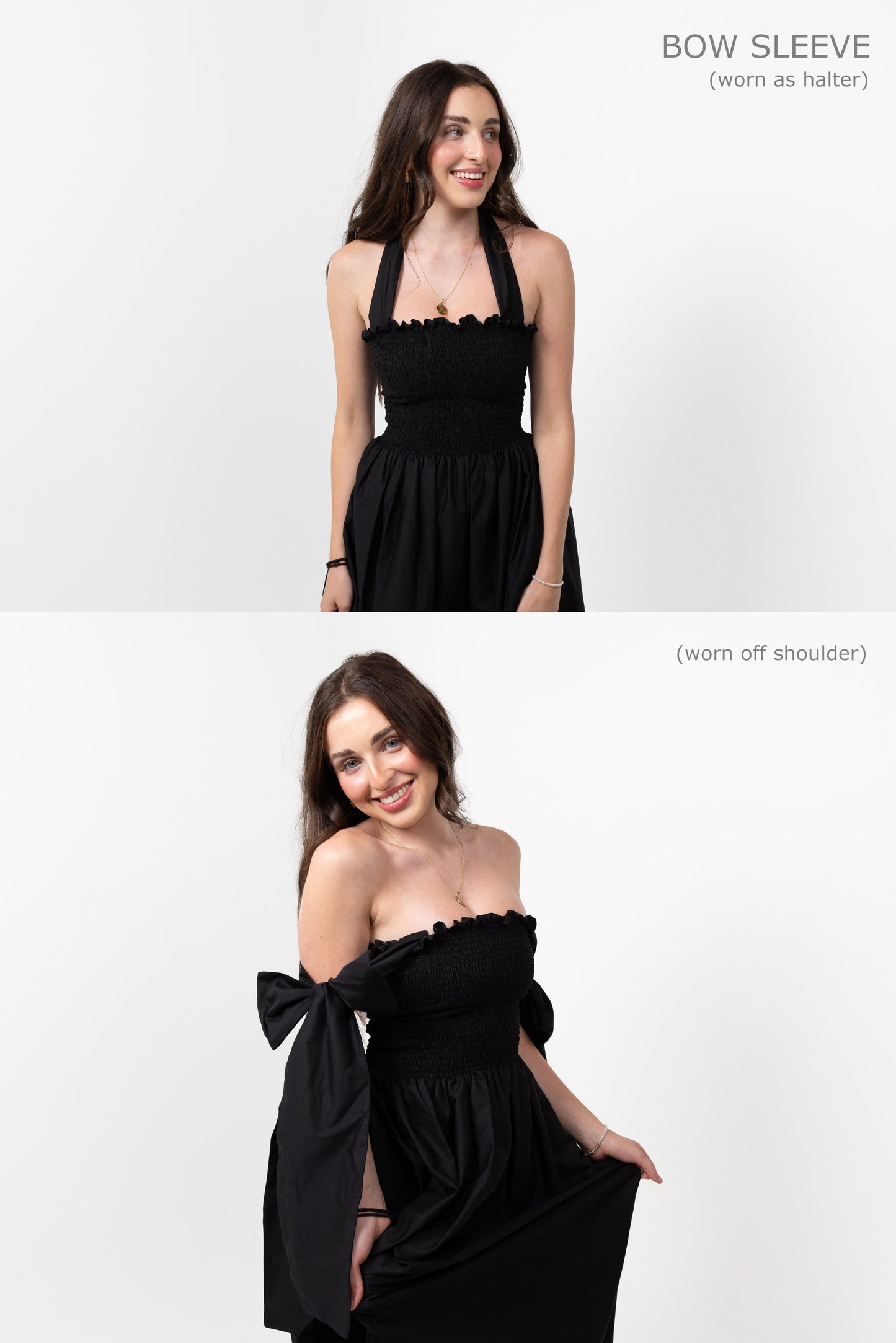 Black Loretta Dress with Detachable Sleeves