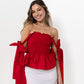 Red Loretta Top with Detachable Sleeves