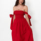 Red Loretta Dress with Detachable Sleeves