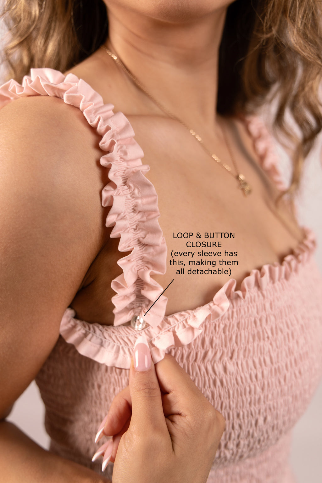 Pale Pink Loretta Top with Detachable Sleeves