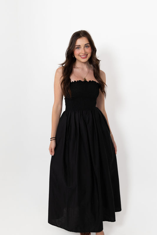 Black Loretta Dress with Detachable Sleeves