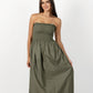 Khaki Loretta Dress with Detachable Sleeves