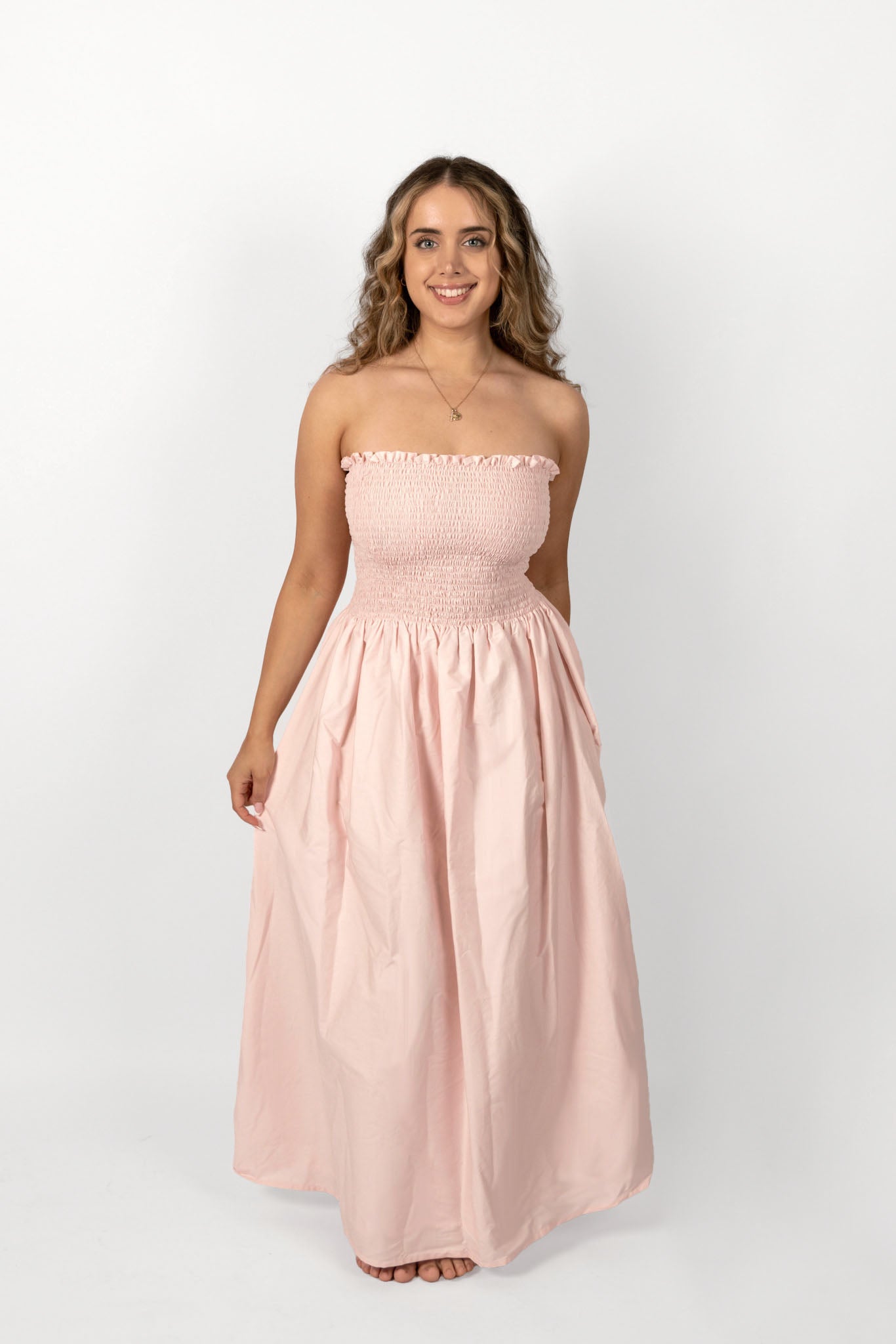 Pale Pink Loretta Dress with Detachable Sleeves