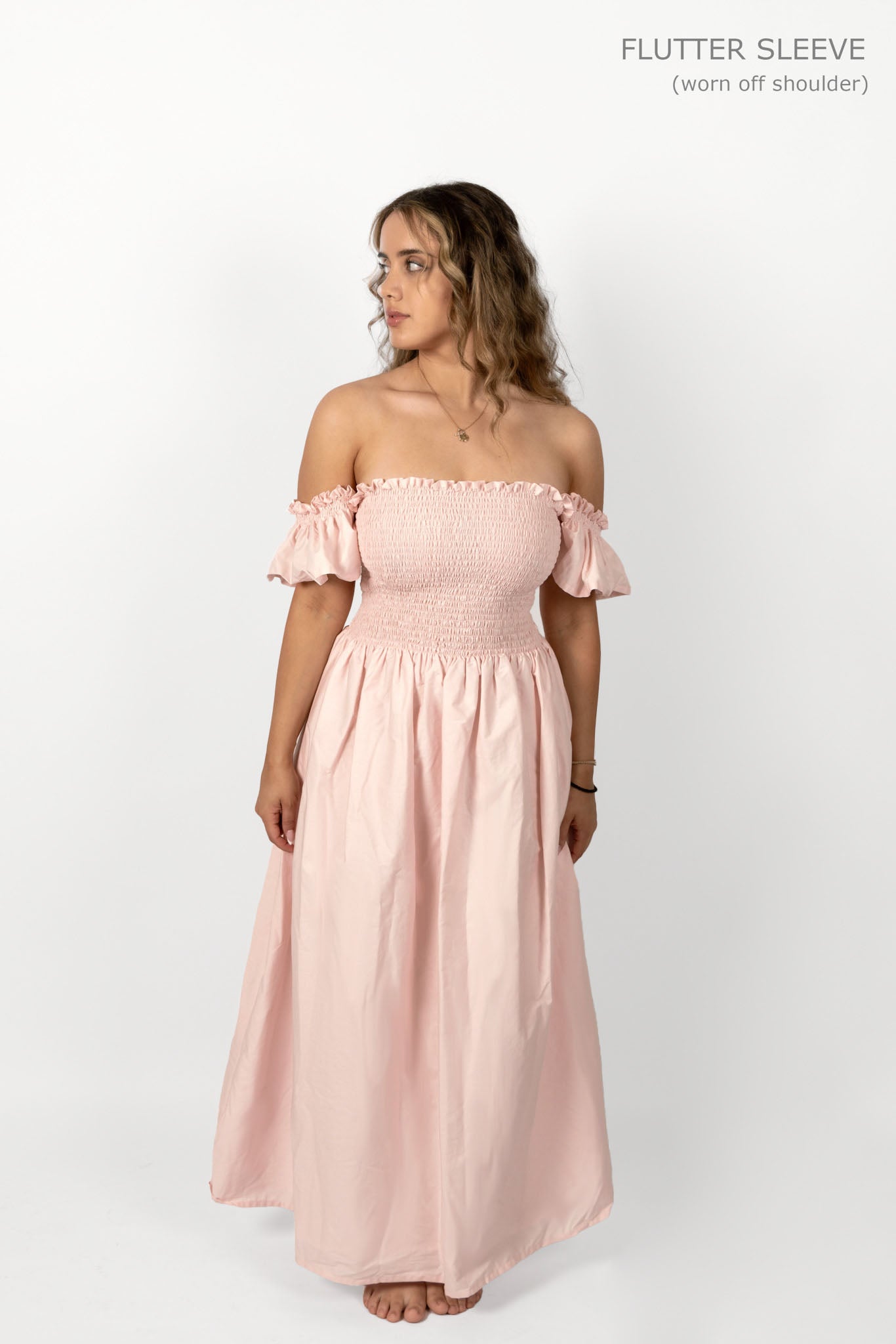 Pale Pink Loretta Dress with Detachable Sleeves