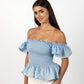 Sky Blue Loretta Top with Detachable Sleeves