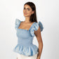 Sky Blue Loretta Top with Detachable Sleeves