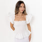 White Loretta Top with Detachable Sleeves