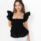 Black Loretta Top with Detachable Sleeves