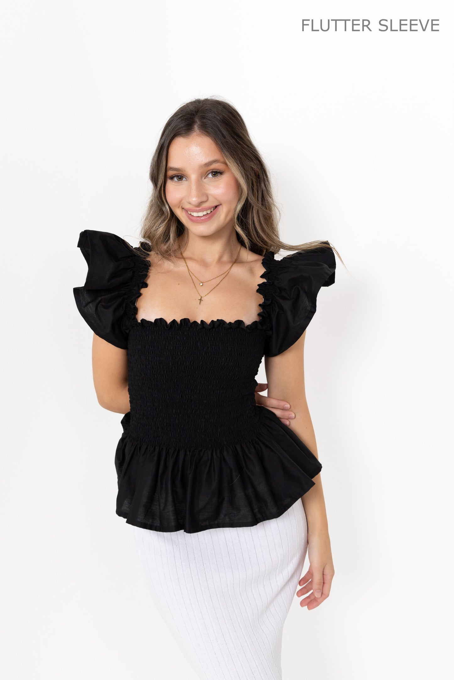 Black Loretta Top with Detachable Sleeves