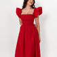 Red Loretta Dress with Detachable Sleeves