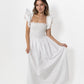 White Loretta Dress with Detachable Sleeves